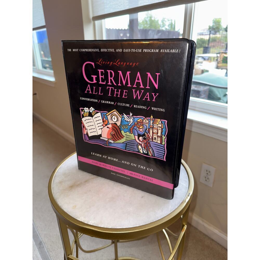 Living Language German All The Way – Complete 1994 Cassette & Book Set – UNUSED